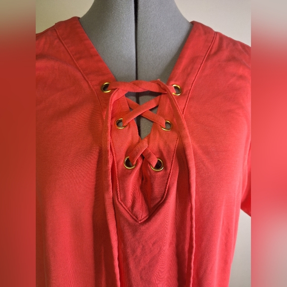 Michael Kors Red Lace-Up Blouse Size X Large ( See Measurments) - Picture 1 of 6